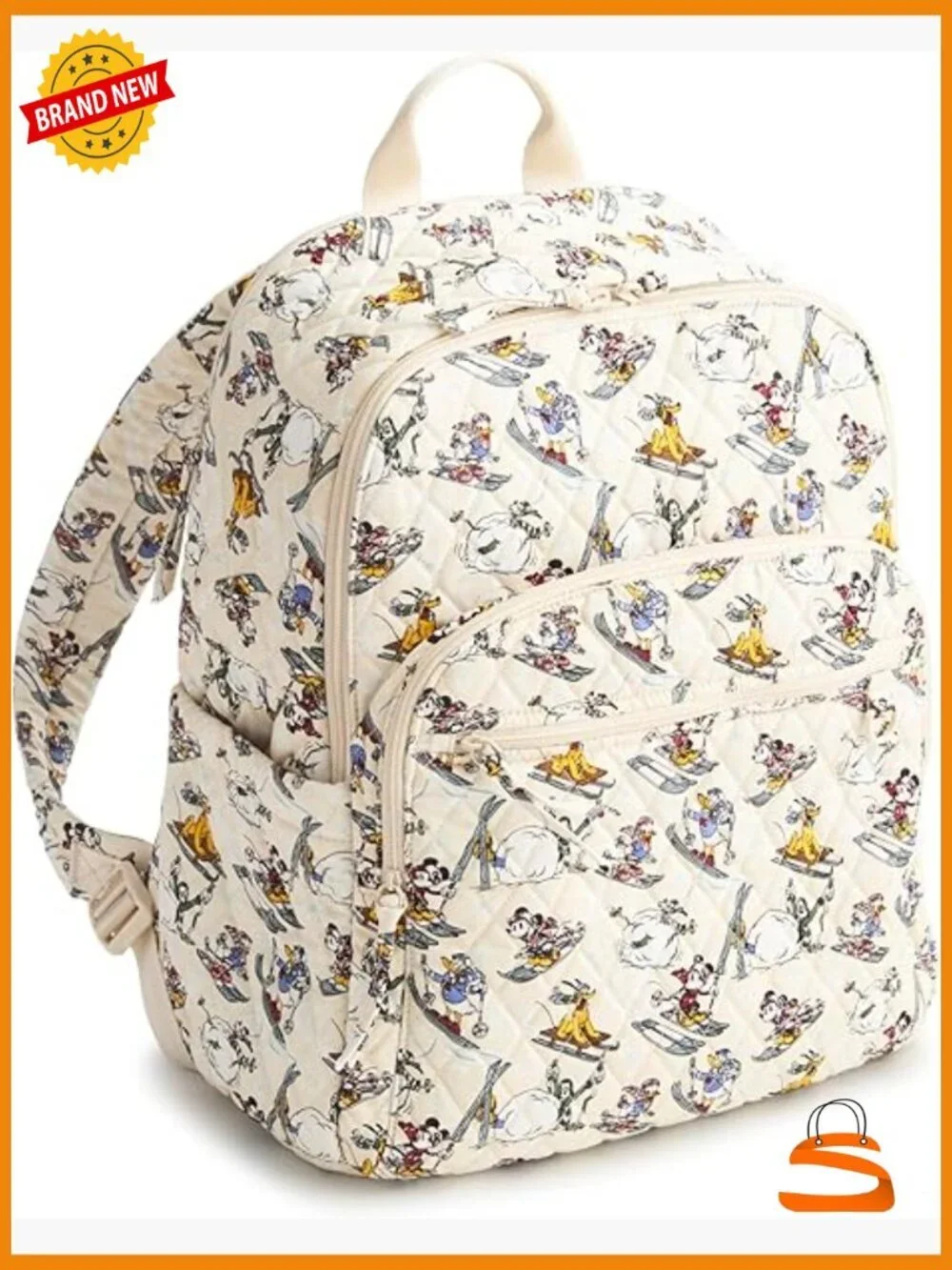Disney Cotton Quilted Laptop Backpack, Premium Ski Mickey
